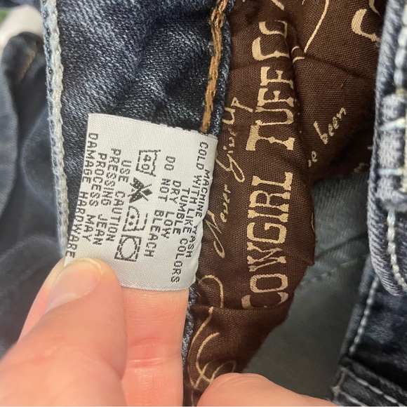 Cowgirl Tuff Bootcut Jeans Size 12 31 "Girls Night Out Brown" Leather Flap Rodeo - Picture 10 of 10